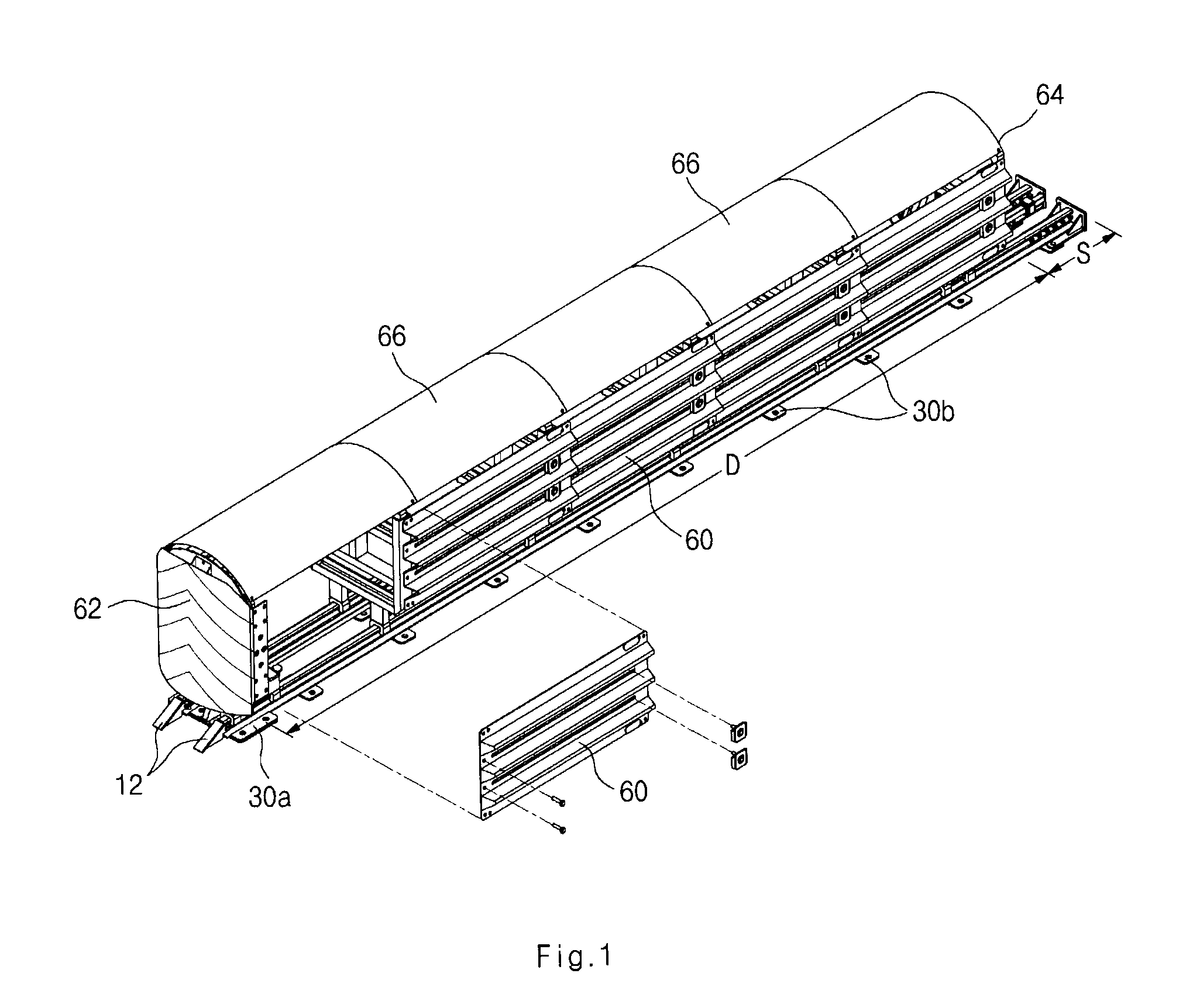 Method for absorbing a vehicle impact using kinetic friction force and rolling force produced by the dragging of a surface of rolled tube, and vehicle impact absorbing apparatus using same