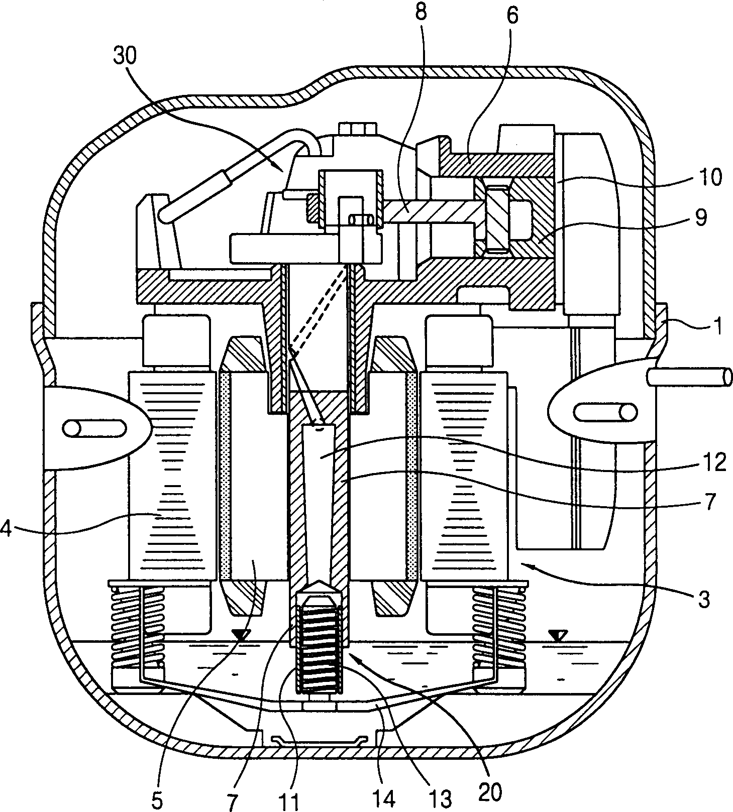Oil supply device for hermetically sealed compressor