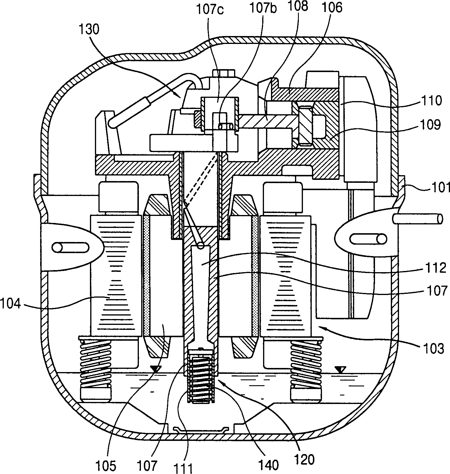 Oil supply device for hermetically sealed compressor