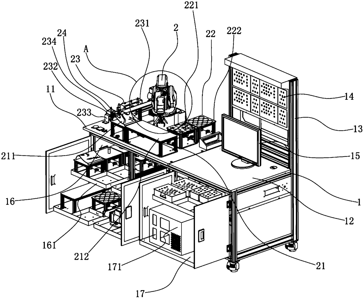 Integrated basic practical training platform for industrial robot