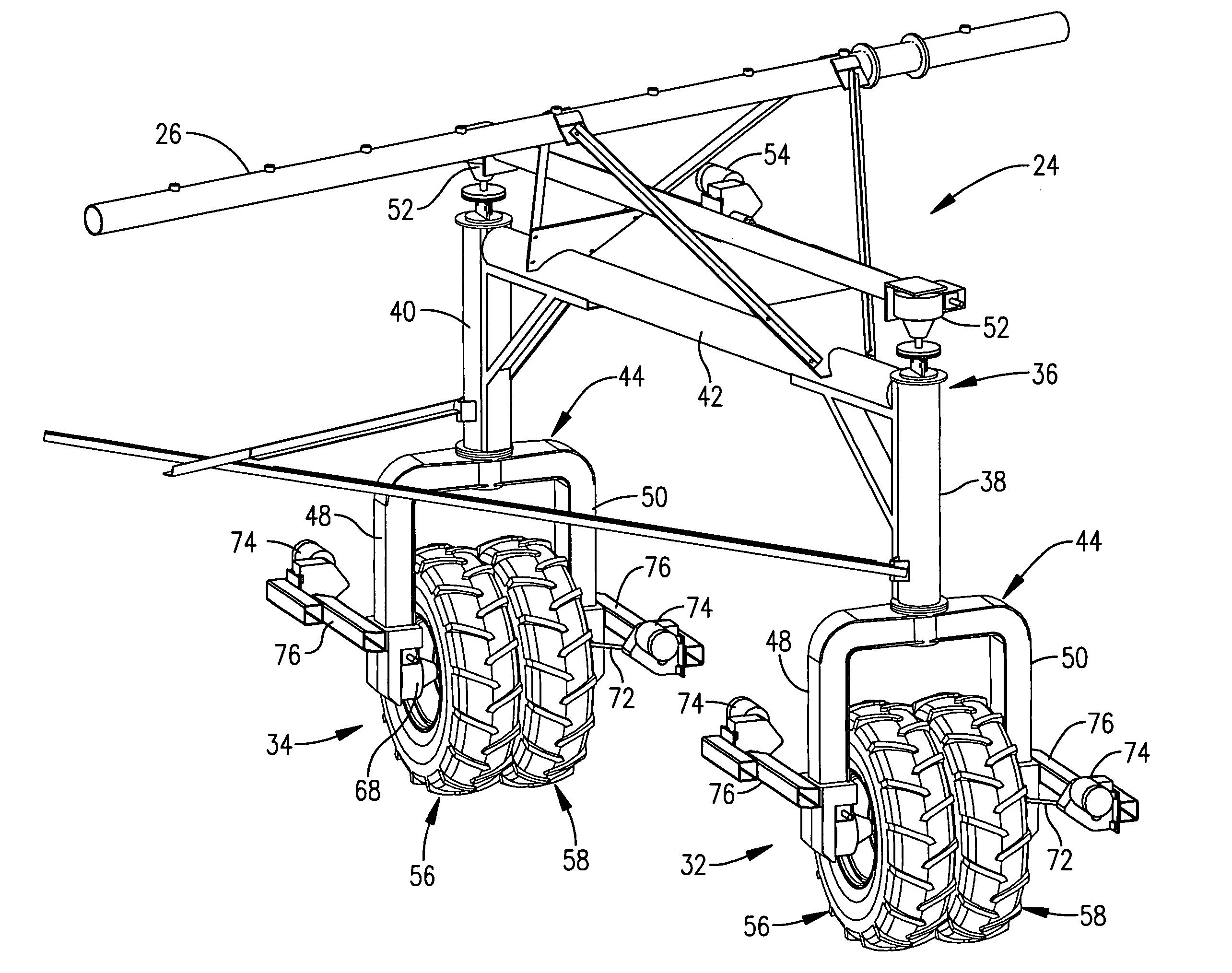 Wheel assembly for irrigation system