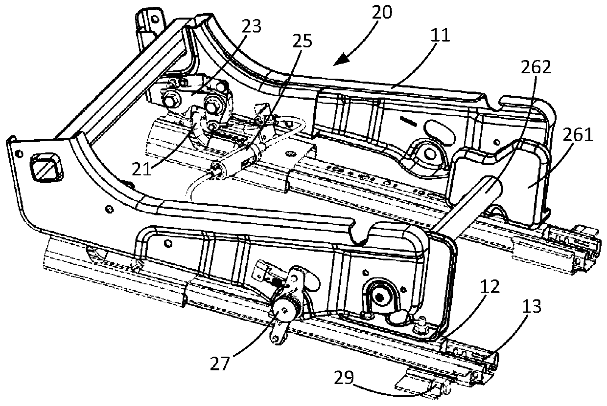 Easy-to-enter mechanism of sliding rail driving unlocking floor lock