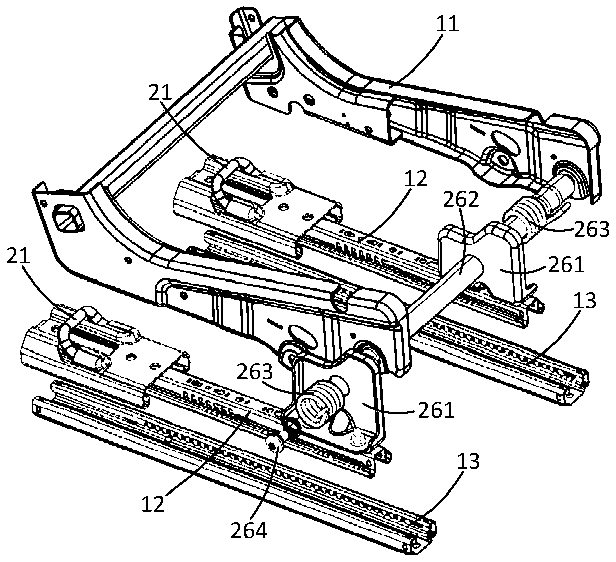 Easy-to-enter mechanism of sliding rail driving unlocking floor lock