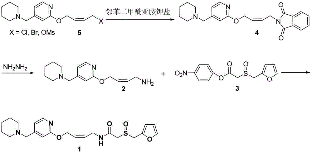 The method that hydroxylamine hydrochloride prepares lafutidine