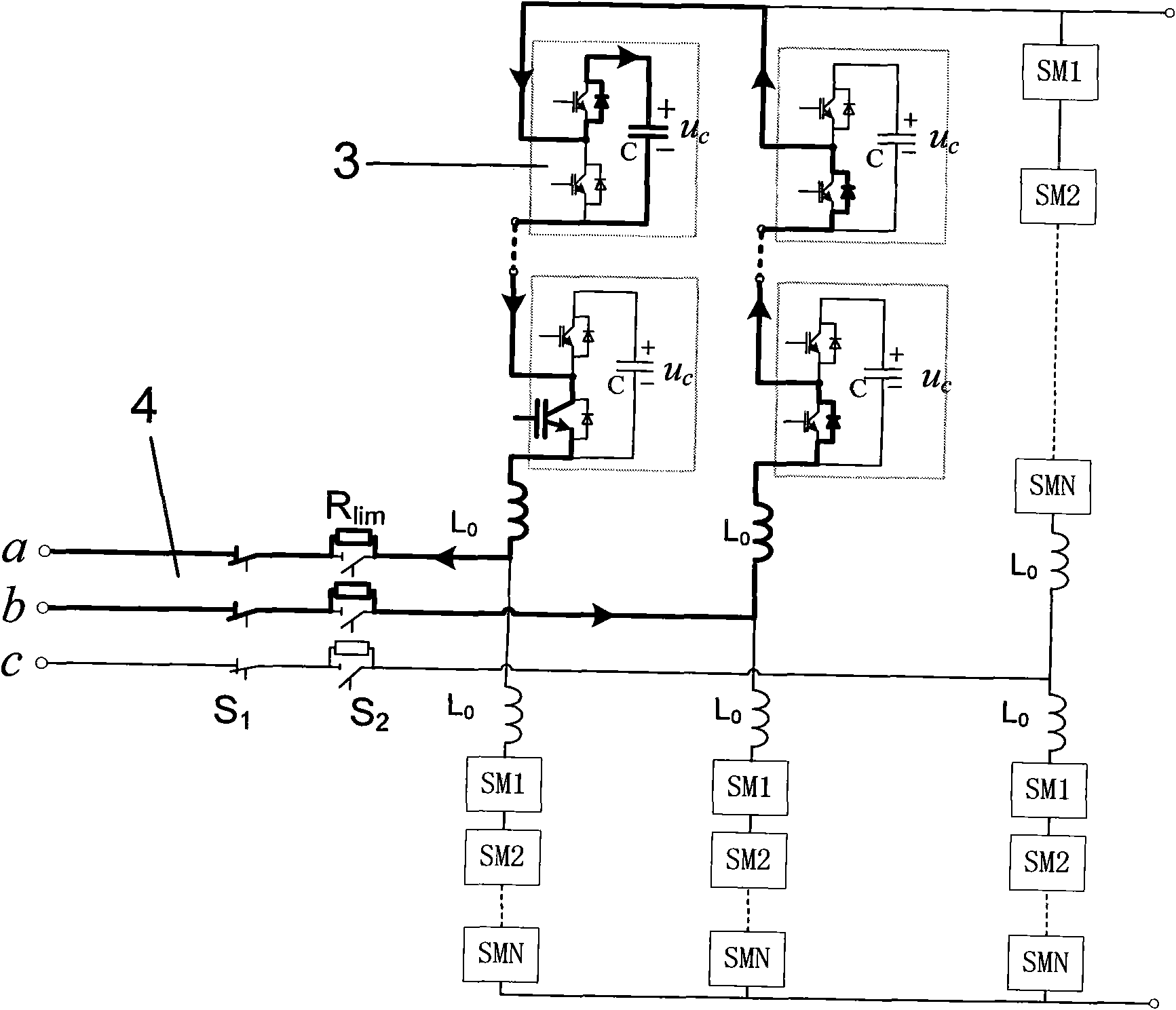 Method for starting three-phase modular multilevel inverter without auxiliary DC power supply