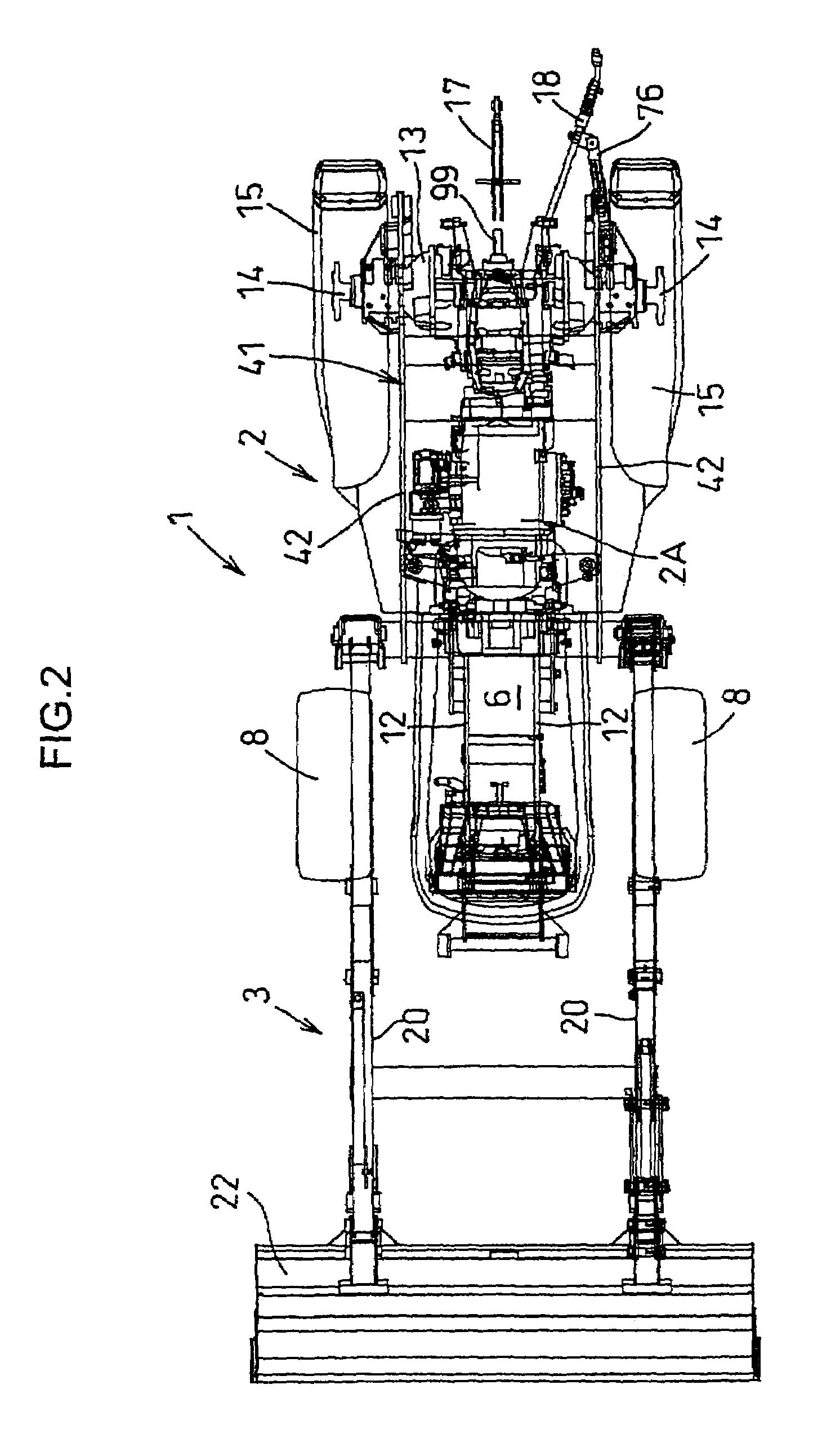 Mounting frame unit for attaching working implements to a tractor body