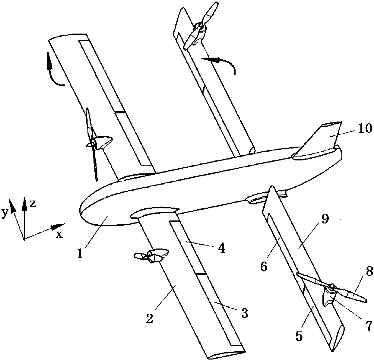 Trapezoid layout tandem tilt wing aircraft and tilting mechanism thereof