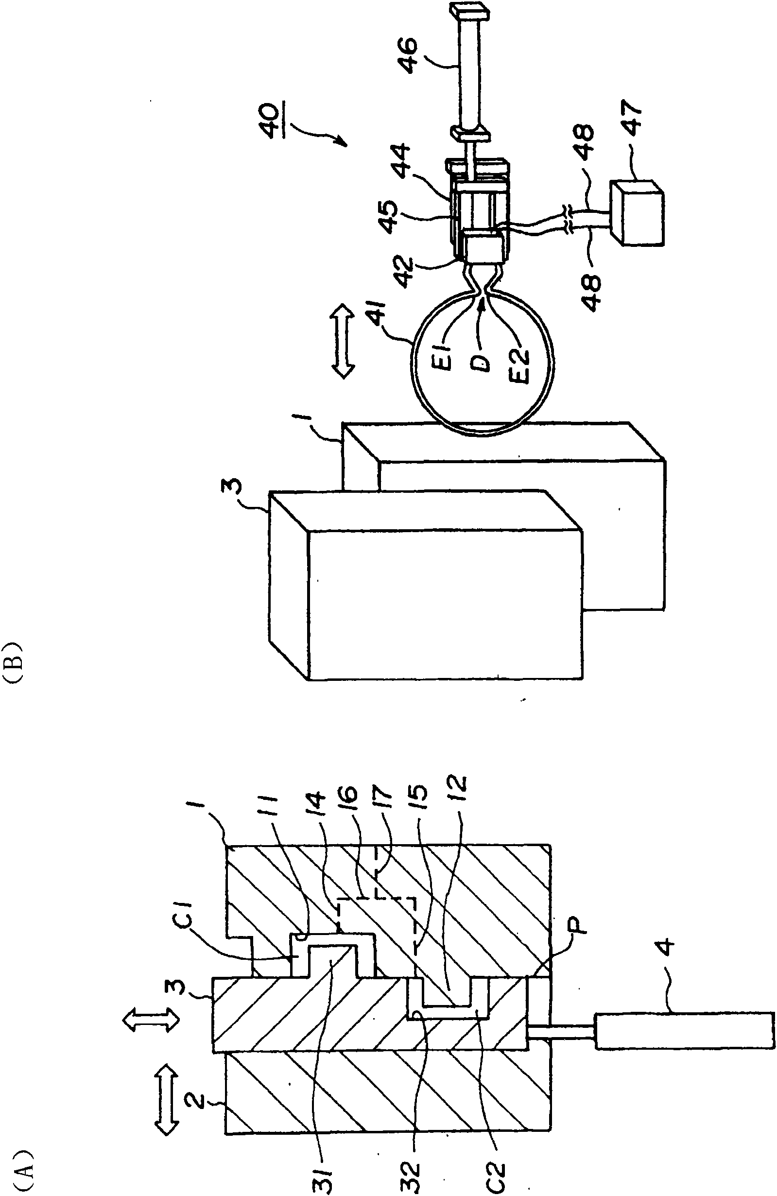 Method for molding hollow molding article, hollow molding article and manufacturing apparatus thereof