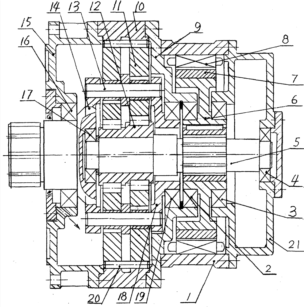 Permanent magnet yawing and variable pitch cycloid reduction box for wind power generation