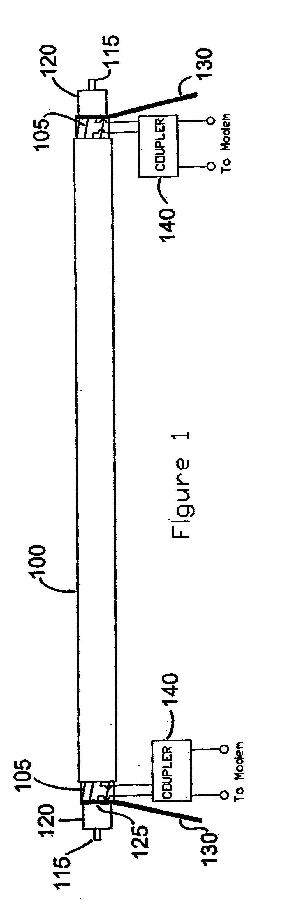 Inductive coupling of a data signal to a power transmission cable