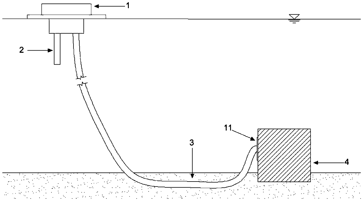 Water taking end stabilizing structure and seawater pipeline system with same