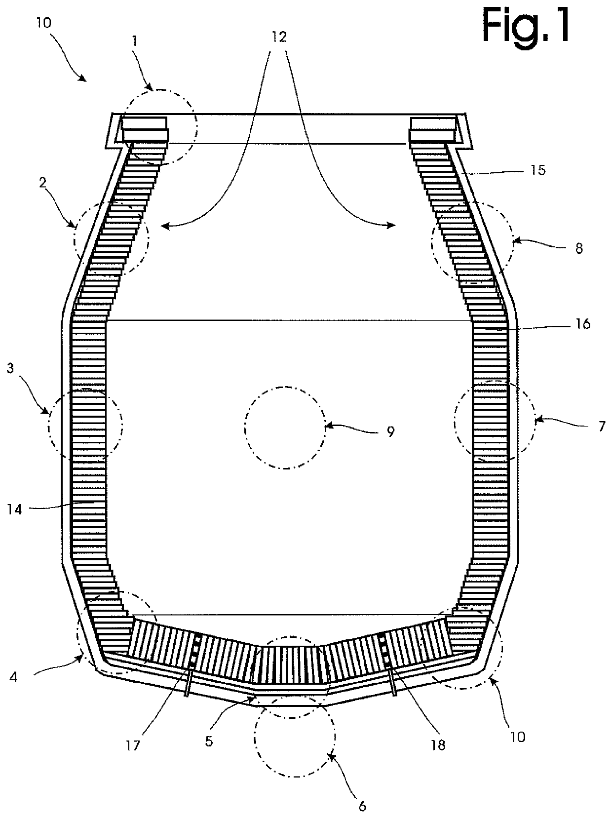 Method for determining the state of a refractory lining of a metallurgical vessel for molten metal in particular