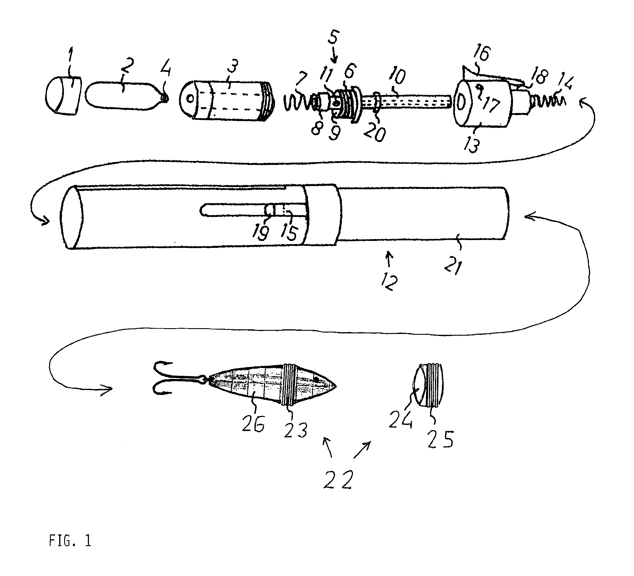 Device for fishing object ejection