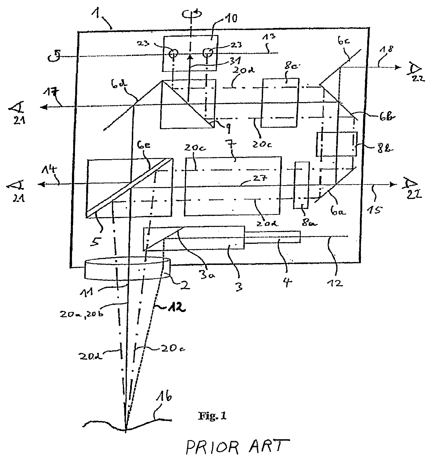 Optical device with increased depth of field