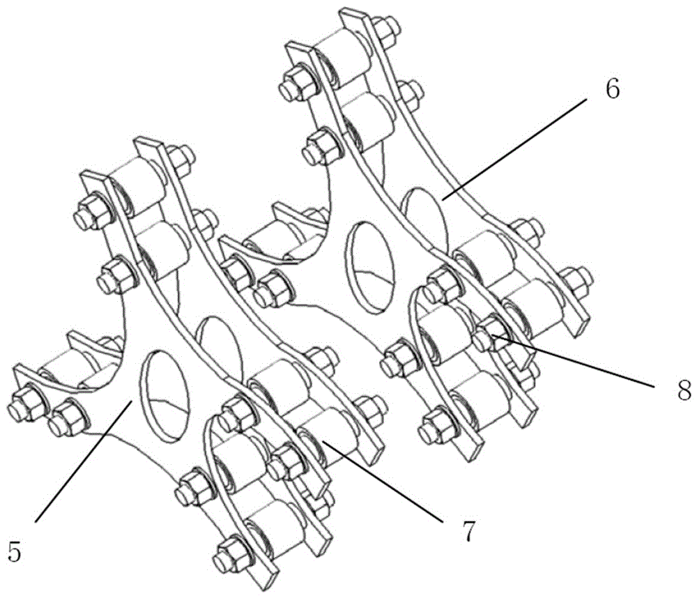 Transverse decoupling elastic frame suspension mechanism of high-speed bogie traction motor based on spring plate