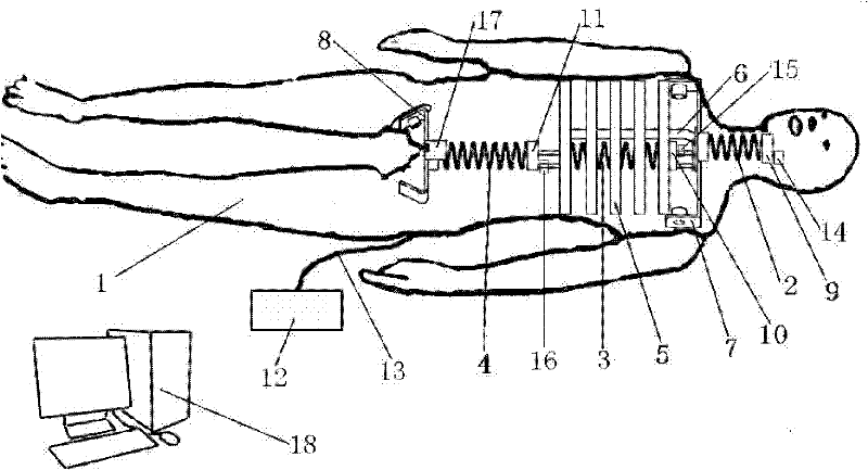 Spine motion quantity measurement method of medical training dummy with simulated spine