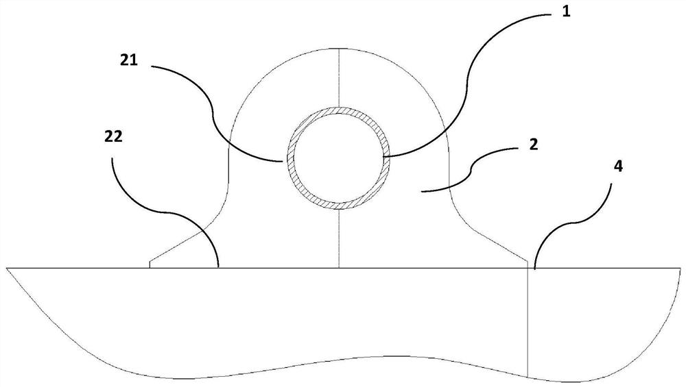 An outboard protective pipe structure of fpso anchor chain detection system