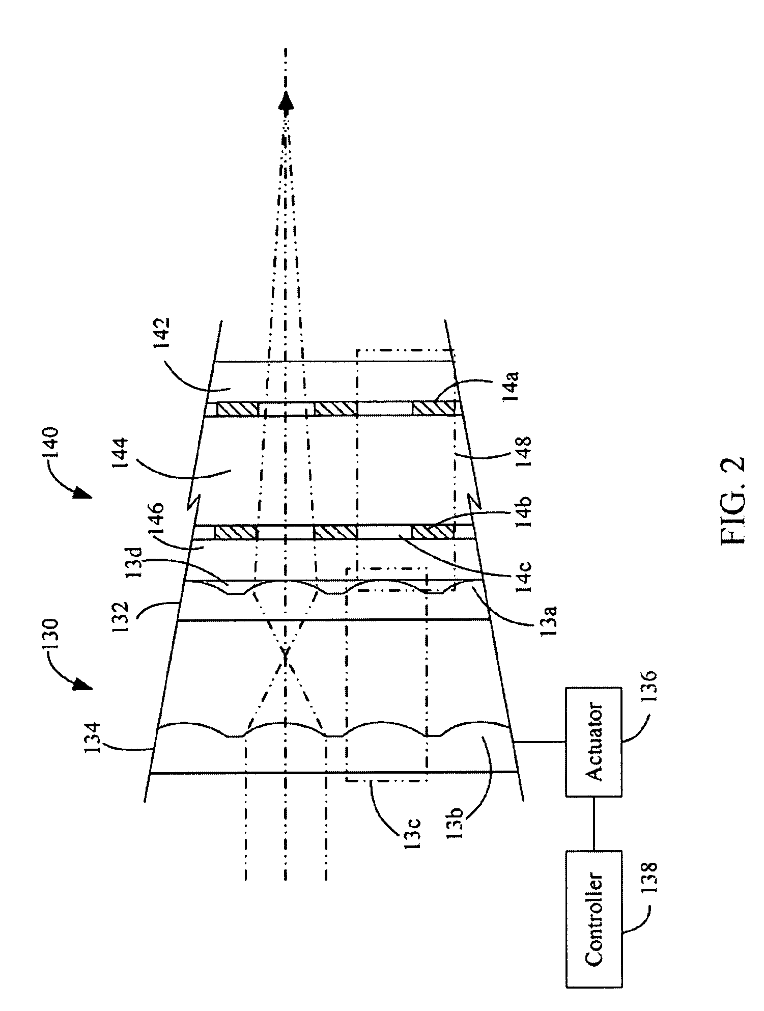 Micro lens array unit having at least one of first and second micro lens arrays movable for changing the effective focal length of the micro lens array unit and liquid crystal display projection device using same