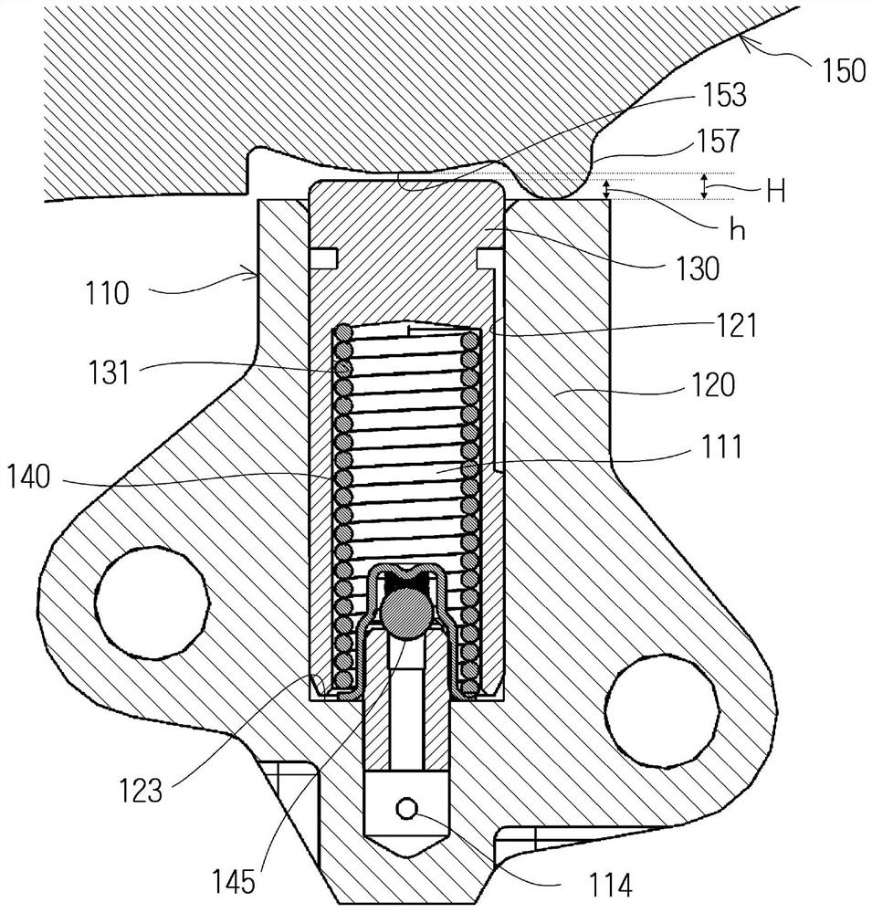 Tensioner unit, oscillating lever, and tensioner