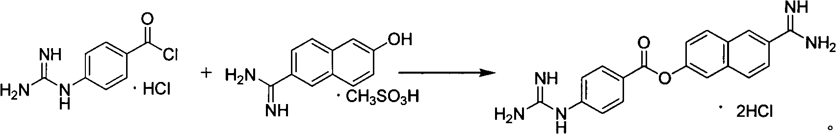 Method for preparing nafamostat hydrochloride and nafamostat mesylate