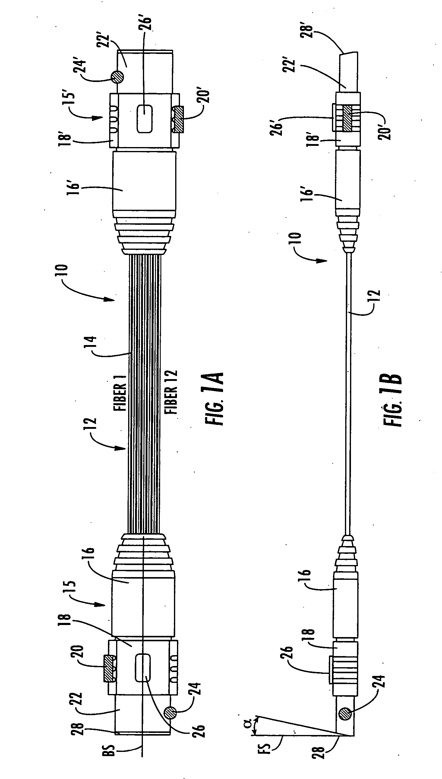 Optical fiber array connectivity system utilizing angle polished ferrules and aligned-key adapters and cable for same