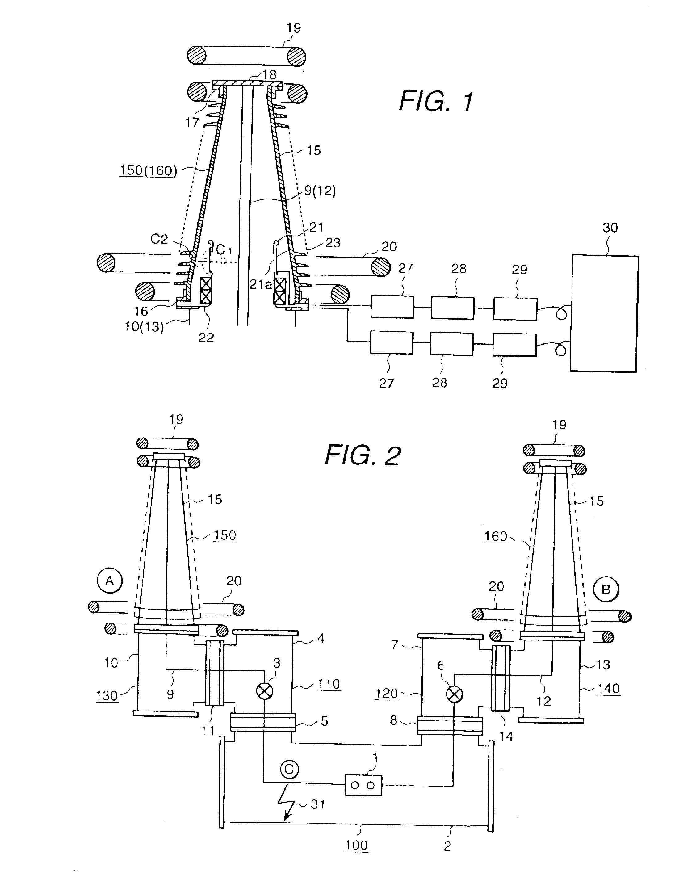 Gas insulating apparatus and method for locating fault point thereof