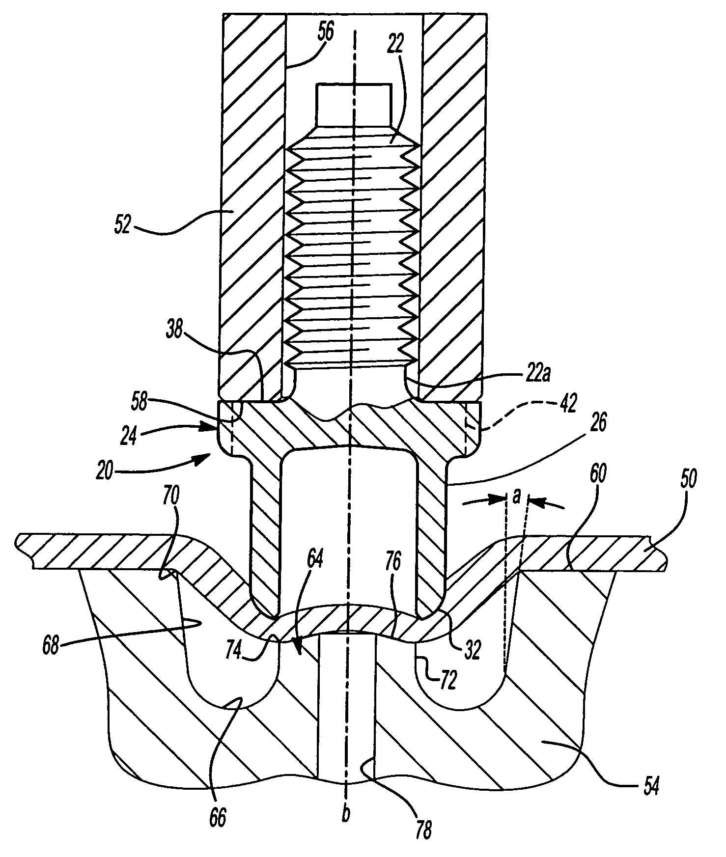 Method of attaching a self-piercing element in a panel and die member