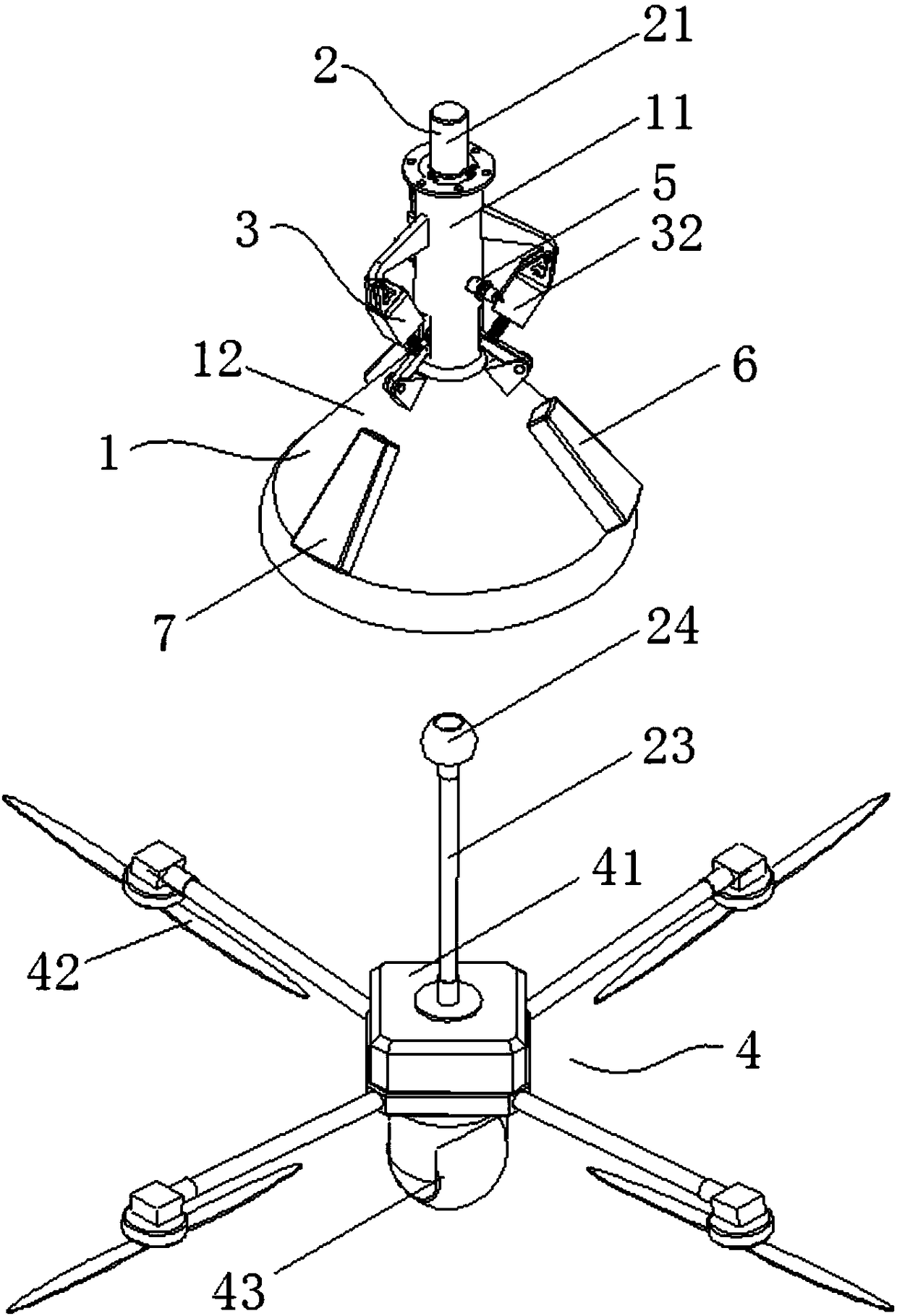 Suspension type unmanned aerial vehicle capture charging device and method