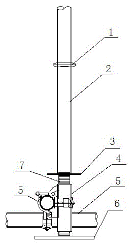 A construction device for the casing of a bowl-button steel pipe scaffolding sweeping pole