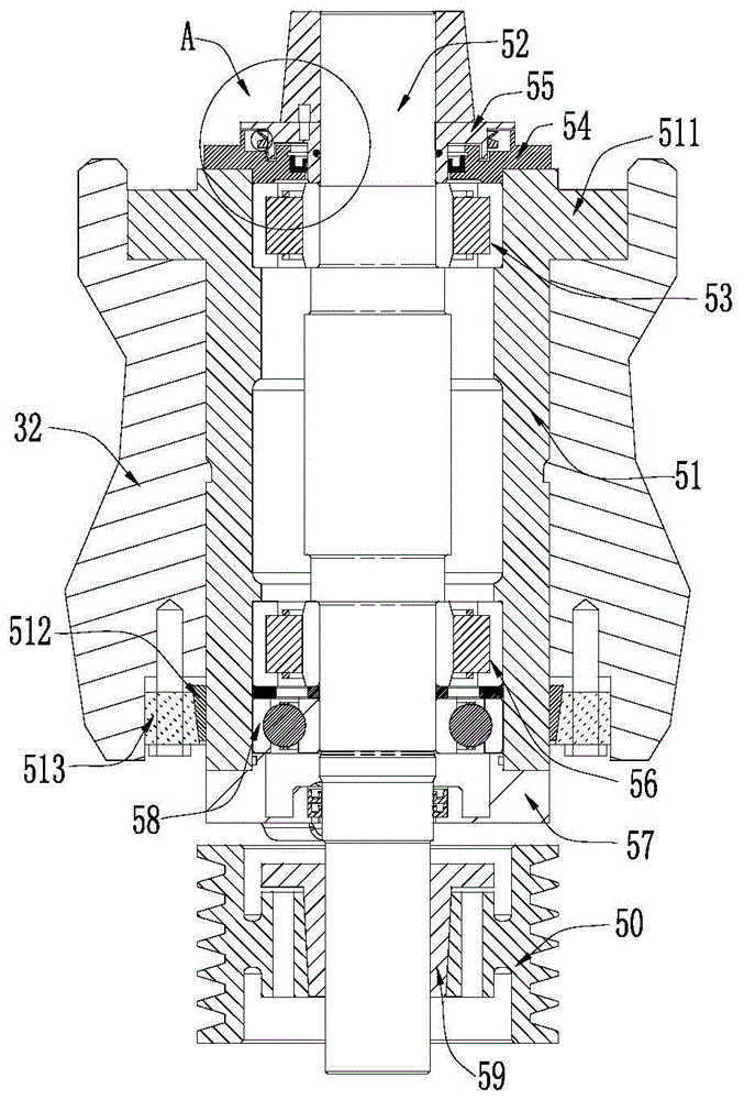 Main shaft structure on a vertical shaft impact crusher