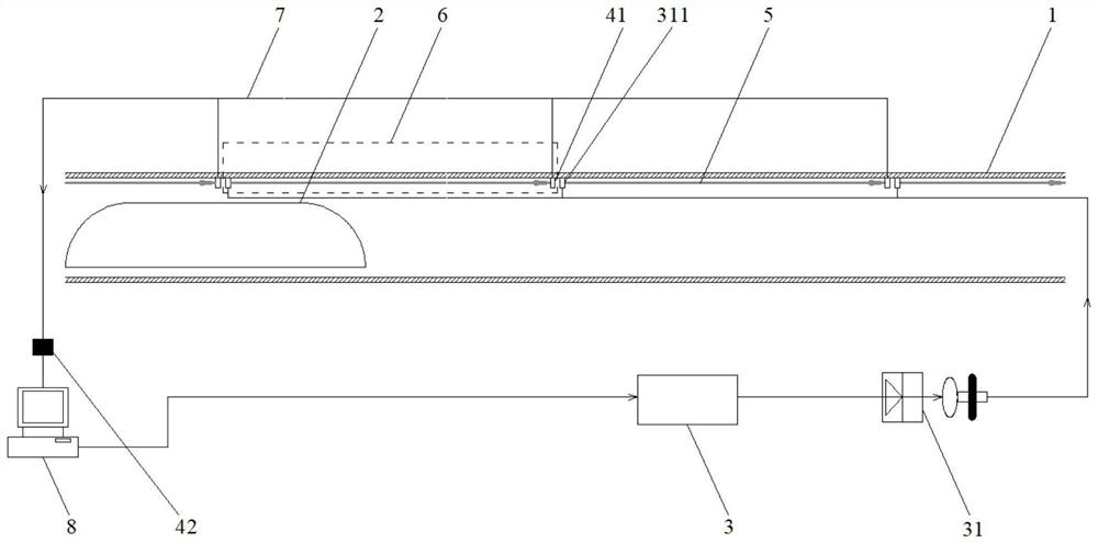 Vacuum pipeline leak detection device and method based on laser trace gas absorption spectrum