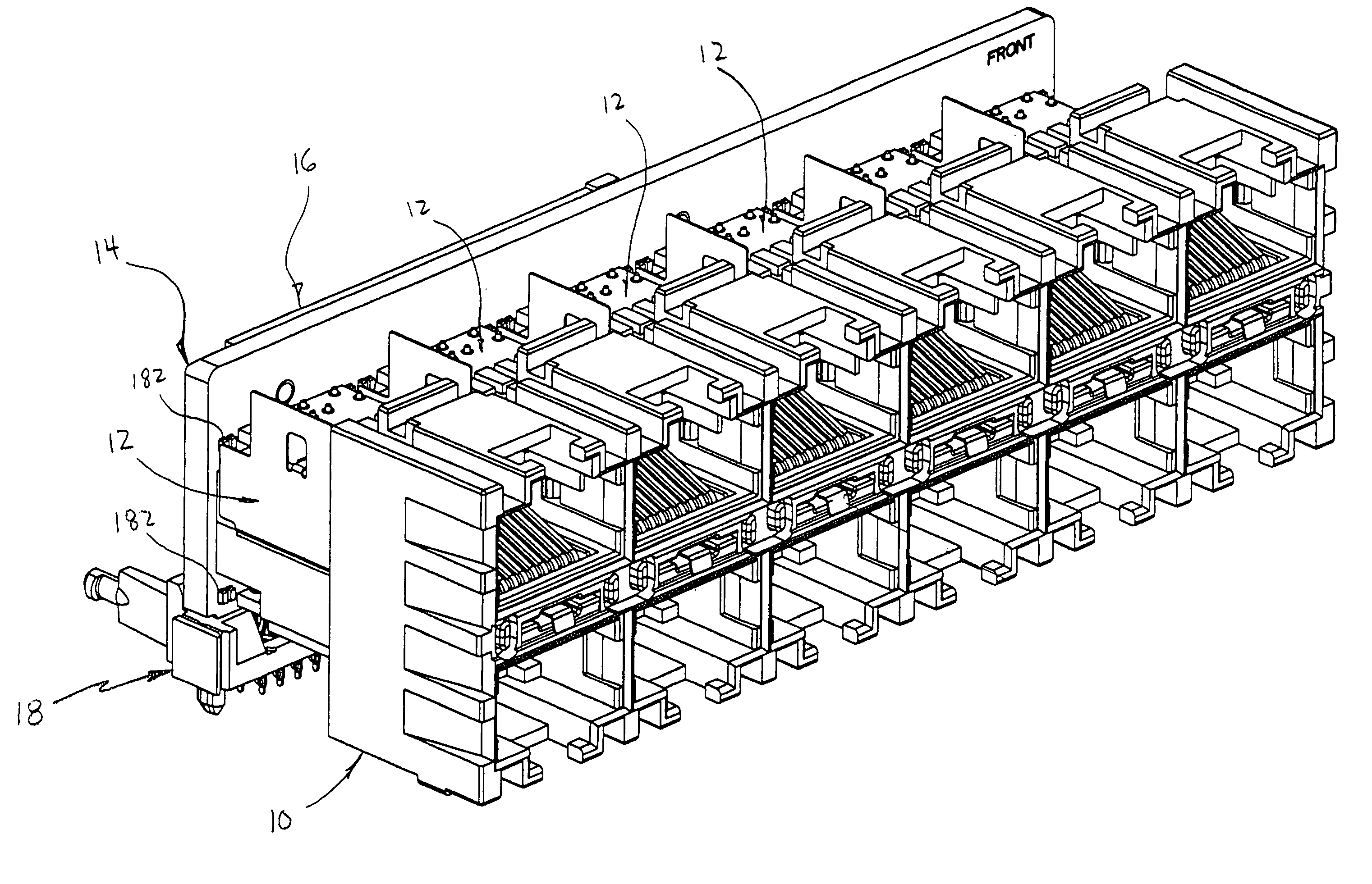 Shielding configuration for a multi-port jack assembly