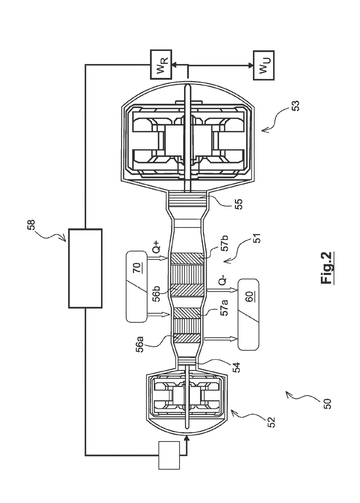 Hybrid power or thrust generator and vehicle including such a generator