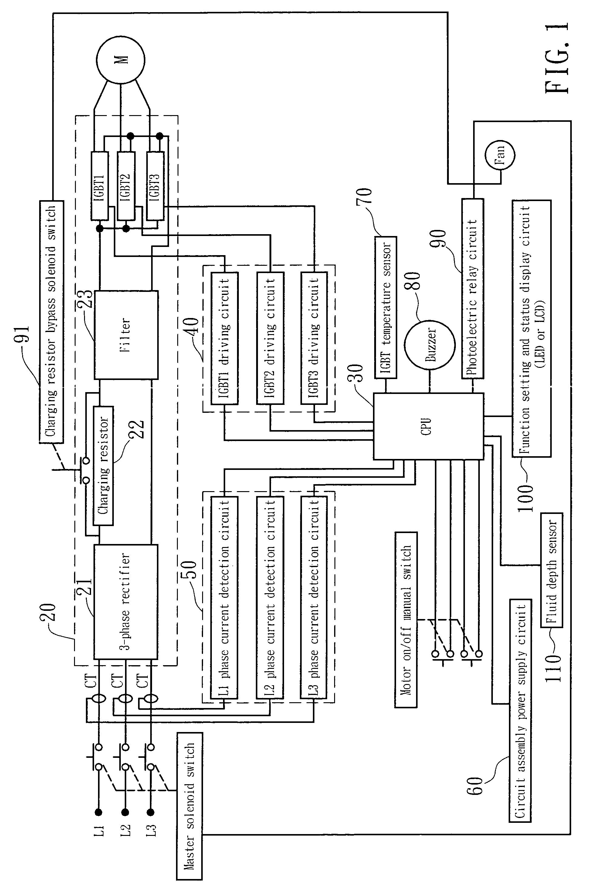 Linear motor automatic control circuit assembly for controlling the operation of a 3-phase linear motor-driven submersible oil pump of an artificial oil lift system
