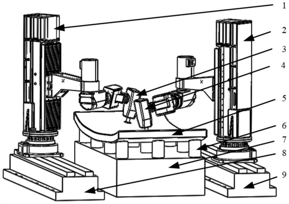 Multi-robot precision machining system and method for large-aperture integral optical element