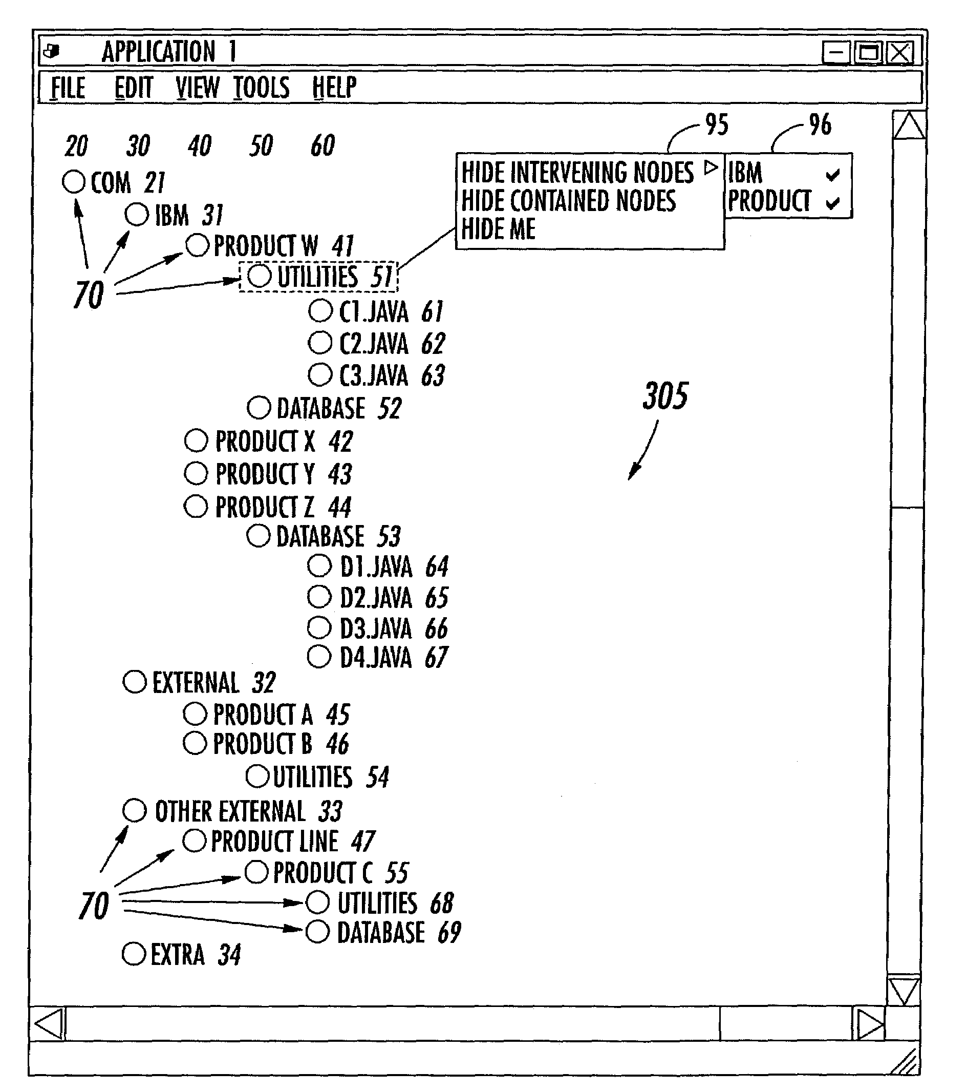Methods, systems and computer program products for controlling tree diagram graphical user interfaces and/or for partially collapsing tree diagrams