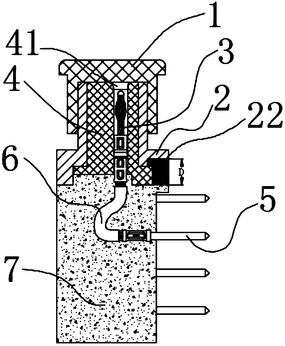 Anti-short-circuit 90-degree bent-plugged PCB (Printed Circuit Board) connector, PCB and manufacturing process