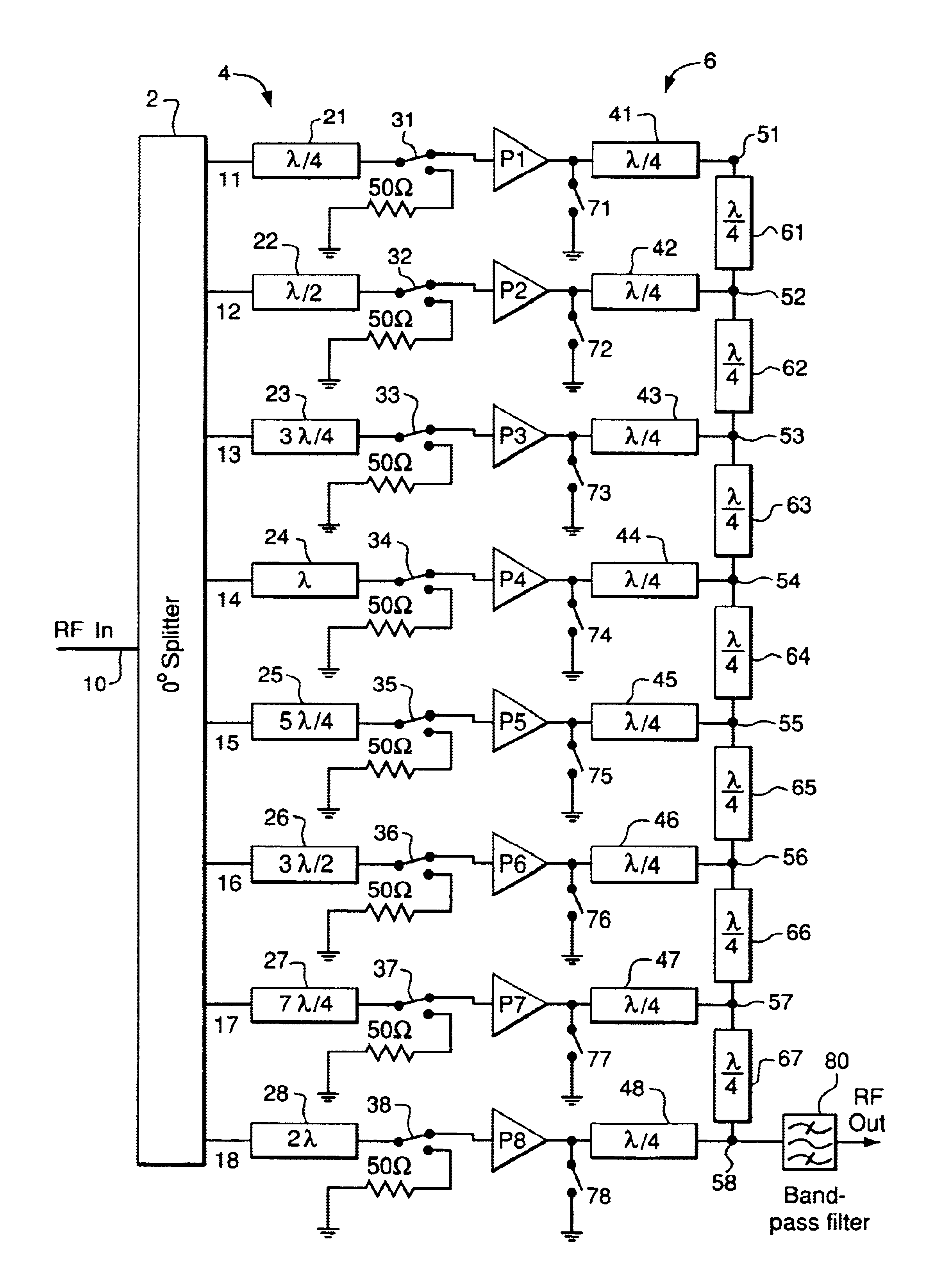 Signal combiner, a signal splitter and a circuit using a combiner and a splitter