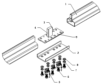 Counterweight guide rail connecting device for elevator
