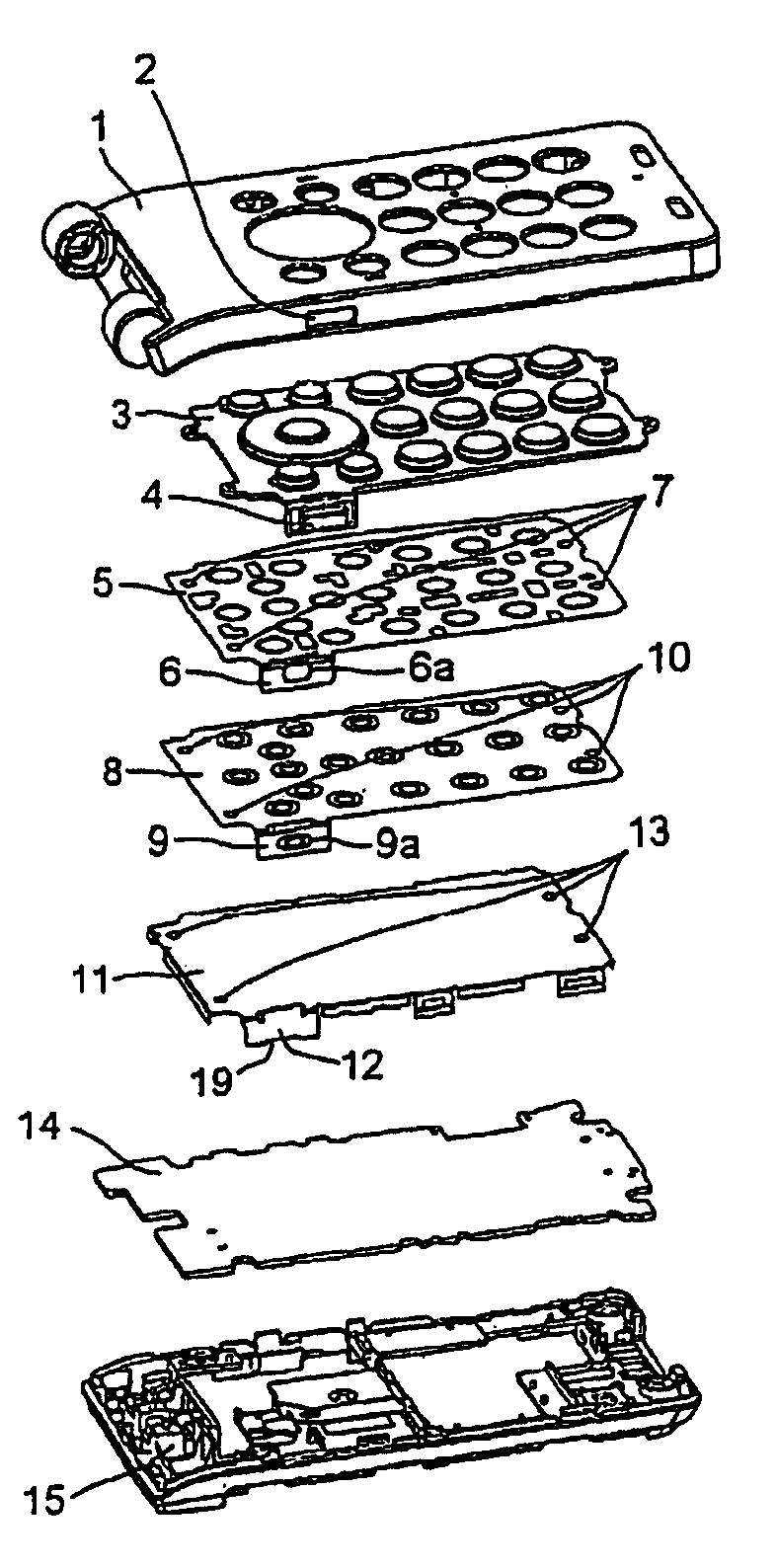 Operating device, information processing terminal including the operating device, and assembly method for the operating device and the information processing terminal