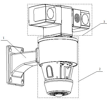 Multidirectional early-warning positioning and automatic tracking and monitoring device for monitoring area