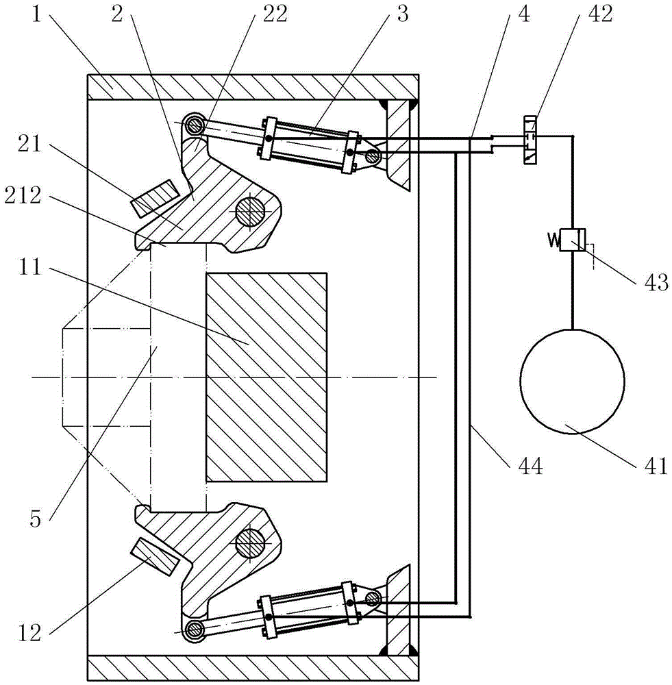 Clamping and positioning device for pneumatic flange