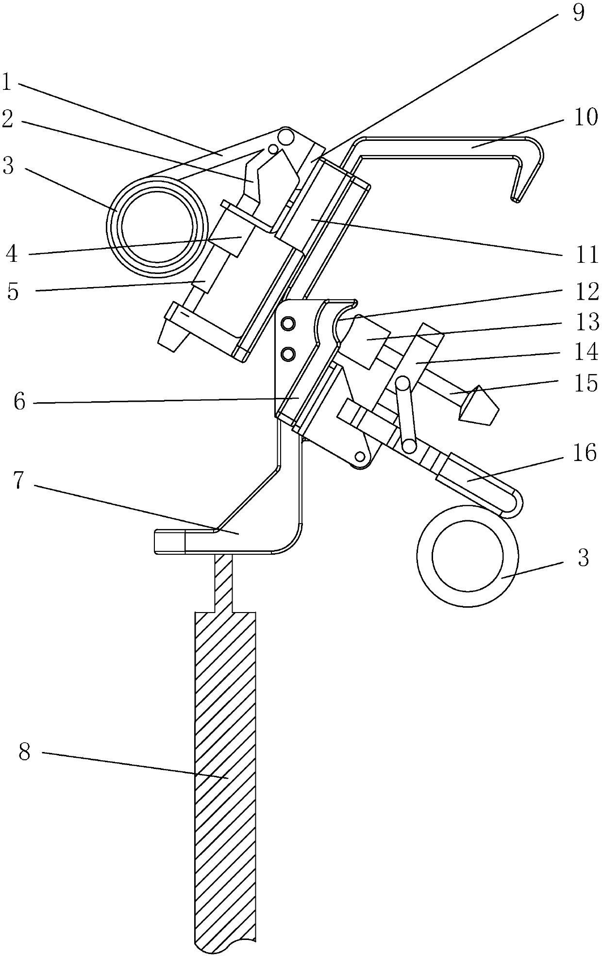 J-shaped wire clamp operating member