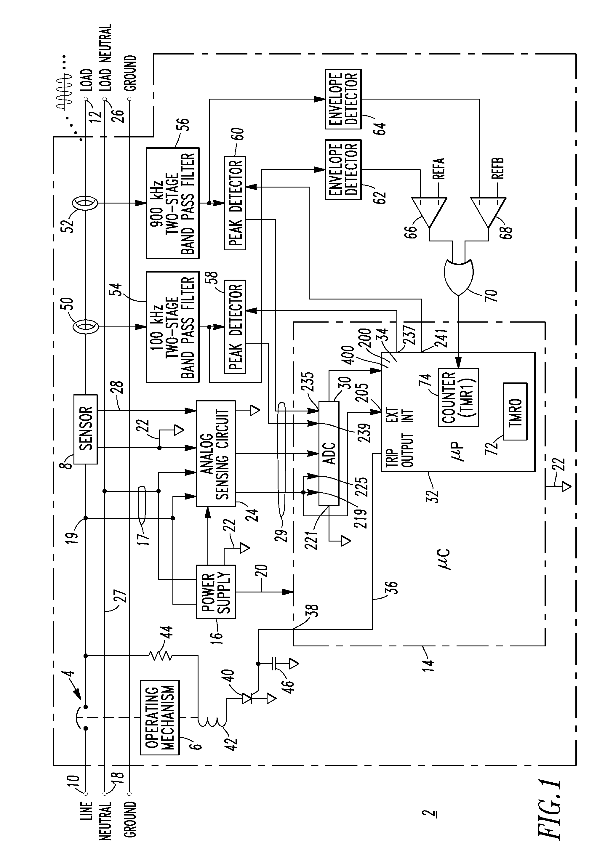 Arc fault circuit interrupter and method of parallel and series arc fault detection