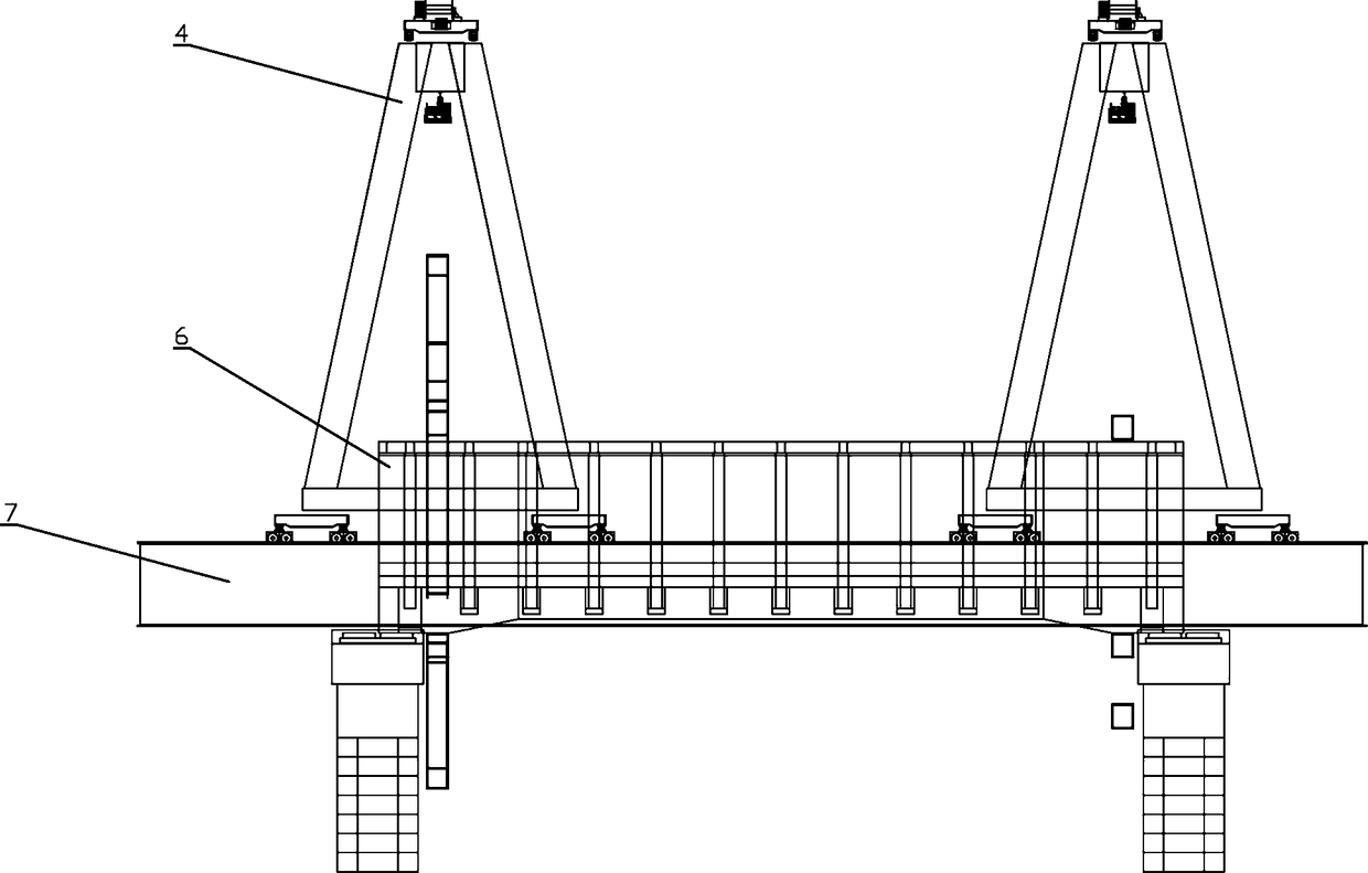 Method and device capable of realizing deflection, turn-over and transposition of carrying pole beams of aqueduct erecting machine in air