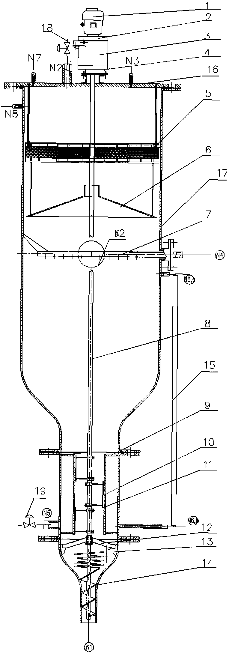 A three-phase separation device used under pressure