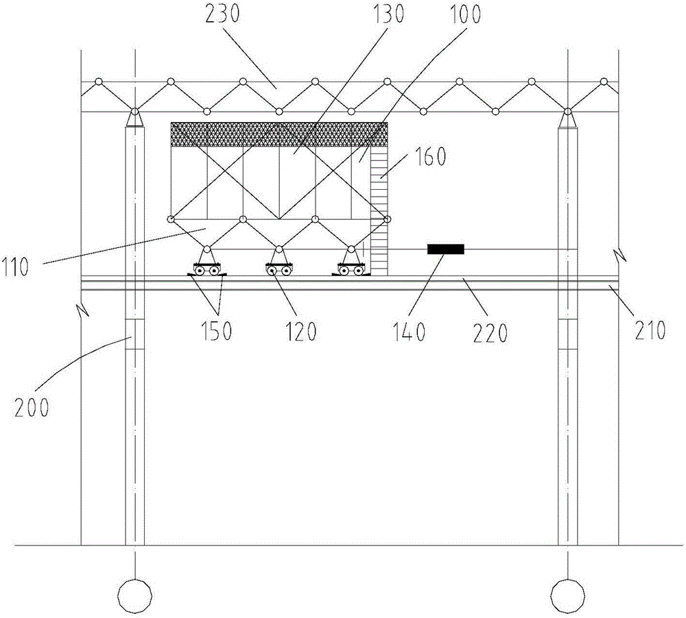 Sliding platform and construction method for separately mounting grid structures on high altitudes