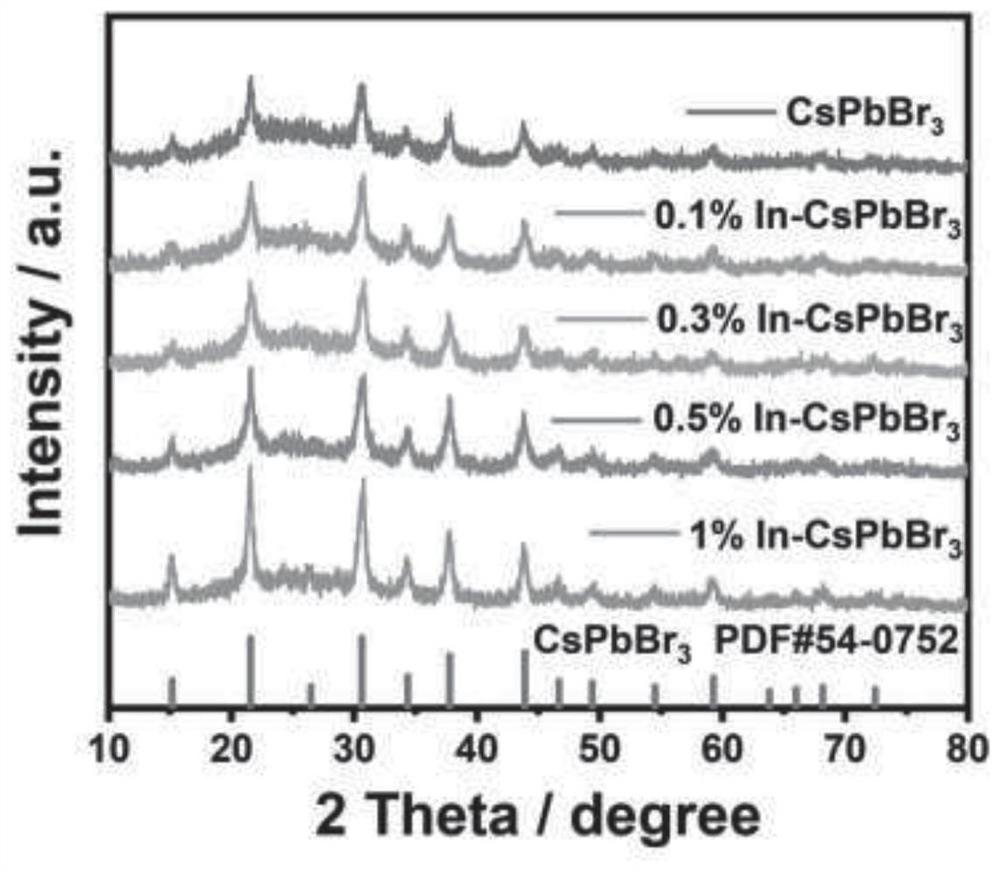 Metal indium-doped cesium lead bromide perovskite quantum dot photocatalyst and preparation method thereof, and application of metal indium-doped cesium lead bromide perovskite quantum dot photocatalyst in reduction of carbon dioxide