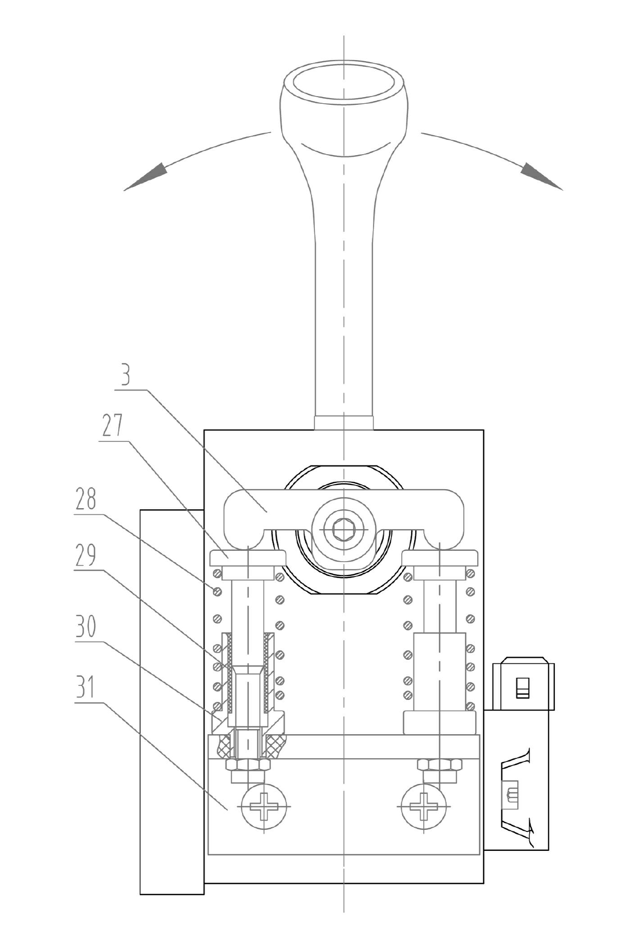 Electric control pneumatic gear shifting handle mechanism and speed change system as well as vehicle using such mechanism