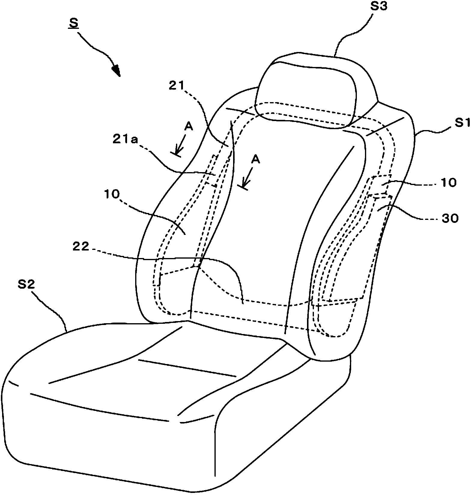 Mounting member, and seat equipped with airbag module